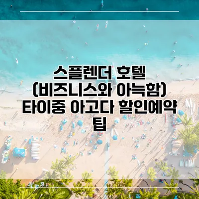 스플렌더 호텔 (비즈니스와 아늑함) 타이중 아고다 할인예약 팁