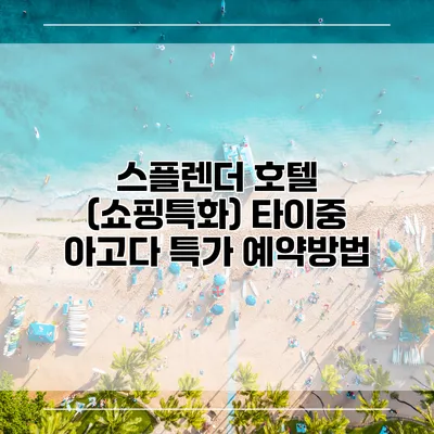 스플렌더 호텔 (쇼핑특화) 타이중 아고다 특가 예약방법