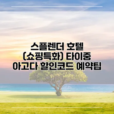 스플렌더 호텔 (쇼핑특화) 타이중 아고다 할인코드 예약팁