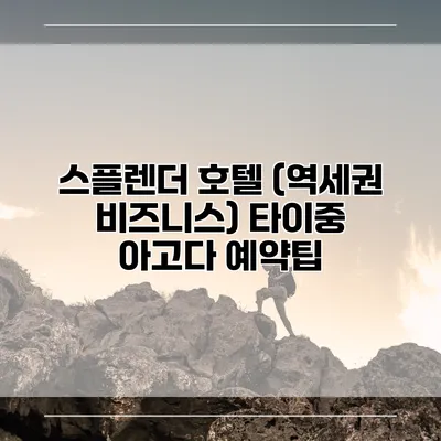 스플렌더 호텔 (역세권 비즈니스) 타이중 아고다 예약팁