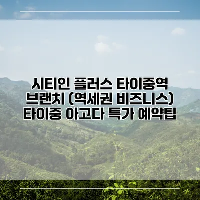 시티인 플러스 타이중역 브랜치 (역세권 비즈니스) 타이중 아고다 특가 예약팁
