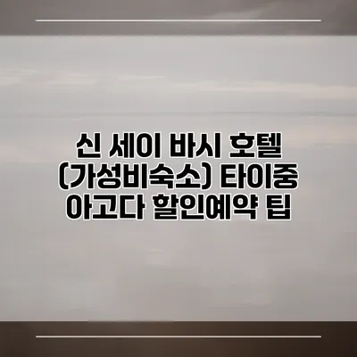 신 세이 바시 호텔 (가성비숙소) 타이중 아고다 할인예약 팁