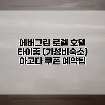 에버그린 로렐 호텔 타이중 (가성비숙소) 아고다 쿠폰 예약팁
