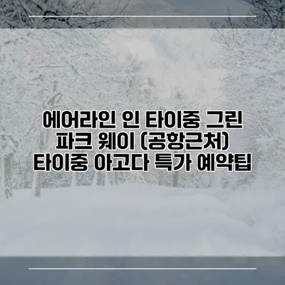 에어라인 인 타이중 그린 파크 웨이 (공항근처) 타이중 아고다 특가 예약팁