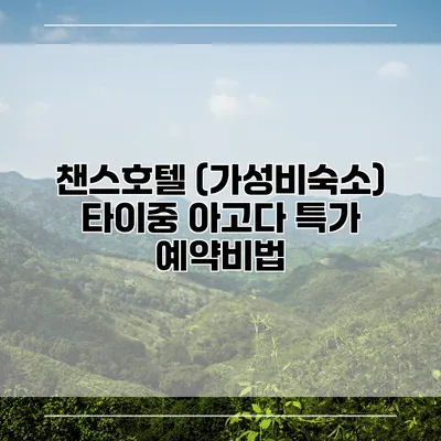 챈스호텔 (가성비숙소) 타이중 아고다 특가 예약비법