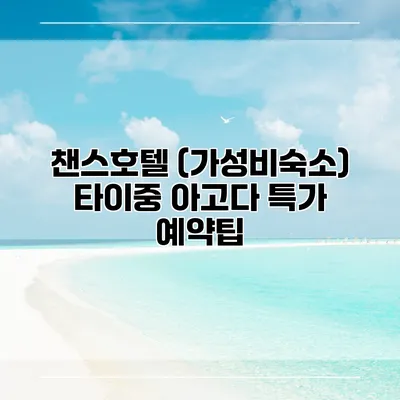 챈스호텔 (가성비숙소) 타이중 아고다 특가 예약팁