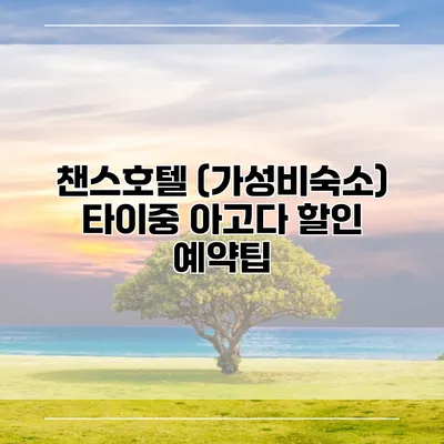 챈스호텔 (가성비숙소) 타이중 아고다 할인 예약팁