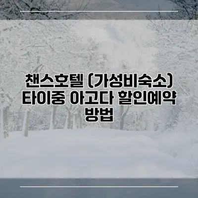 챈스호텔 (가성비숙소) 타이중 아고다 할인예약 방법