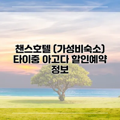 챈스호텔 (가성비숙소) 타이중 아고다 할인예약 정보