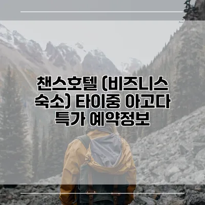 챈스호텔 (비즈니스 숙소) 타이중 아고다 특가 예약정보