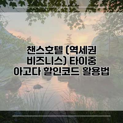 챈스호텔 (역세권 비즈니스) 타이중 아고다 할인코드 활용법