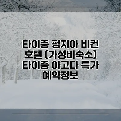 타이중 펑지아 비컨 호텔 (가성비숙소) 타이중 아고다 특가 예약정보
