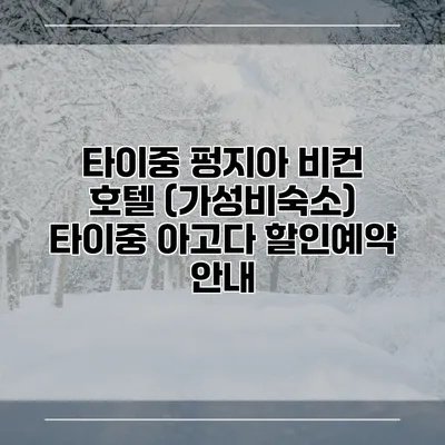 타이중 펑지아 비컨 호텔 (가성비숙소) 타이중 아고다 할인예약 안내