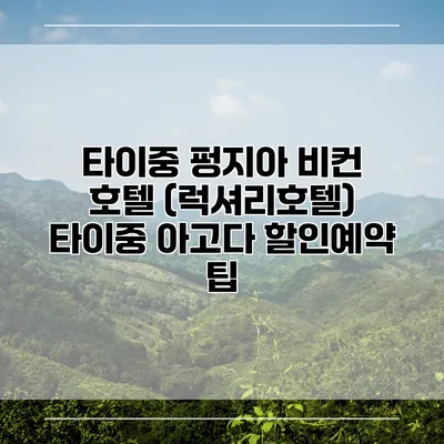 타이중 펑지아 비컨 호텔 (럭셔리호텔) 타이중 아고다 할인예약 팁