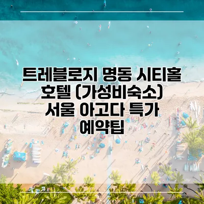 트레블로지 명동 시티홀 호텔 (가성비숙소) 서울 아고다 특가 예약팁
