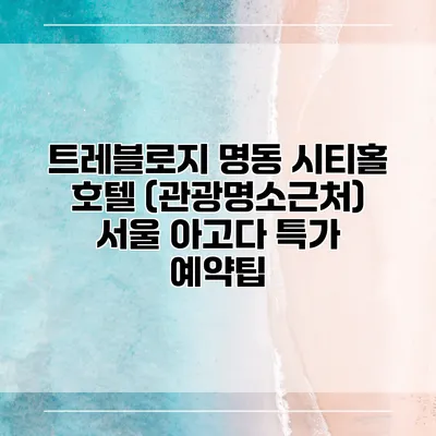 트레블로지 명동 시티홀 호텔 (관광명소근처) 서울 아고다 특가 예약팁
