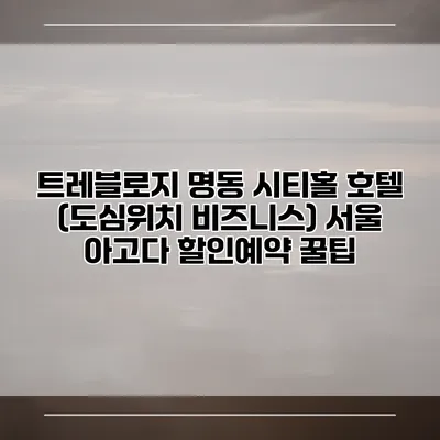 트레블로지 명동 시티홀 호텔 (도심위치 비즈니스) 서울 아고다 할인예약 꿀팁