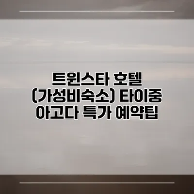 트윈스타 호텔 (가성비숙소) 타이중 아고다 특가 예약팁