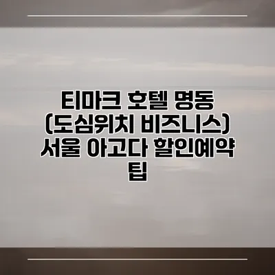 티마크 호텔 명동 (도심위치 비즈니스) 서울 아고다 할인예약 팁