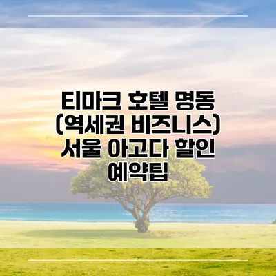 티마크 호텔 명동 (역세권 비즈니스) 서울 아고다 할인 예약팁