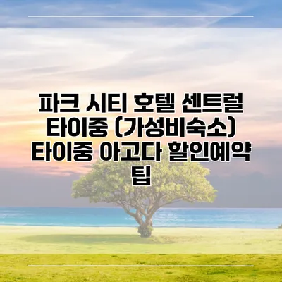파크 시티 호텔 센트럴 타이중 (가성비숙소) 타이중 아고다 할인예약 팁