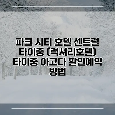 파크 시티 호텔 센트럴 타이중 (럭셔리호텔) 타이중 아고다 할인예약 방법