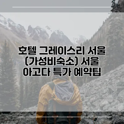 호텔 그레이스리 서울 (가성비숙소) 서울 아고다 특가 예약팁