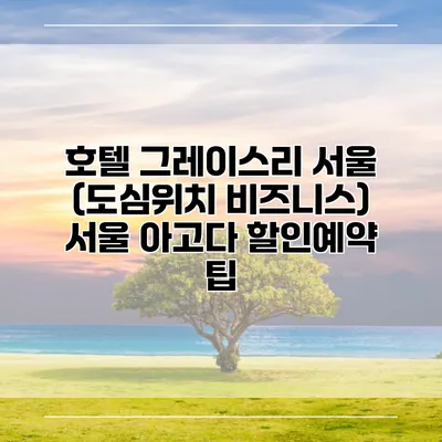 호텔 그레이스리 서울 (도심위치 비즈니스) 서울 아고다 할인예약 팁
