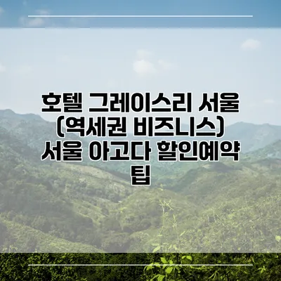 호텔 그레이스리 서울 (역세권 비즈니스) 서울 아고다 할인예약 팁