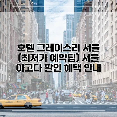 호텔 그레이스리 서울 (최저가 예약팁) 서울 아고다 할인 혜택 안내