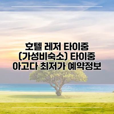 호텔 레저 타이중 (가성비숙소) 타이중 아고다 최저가 예약정보