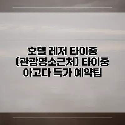 호텔 레저 타이중 (관광명소근처) 타이중 아고다 특가 예약팁