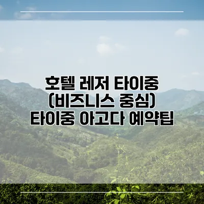 호텔 레저 타이중 (비즈니스 중심) 타이중 아고다 예약팁