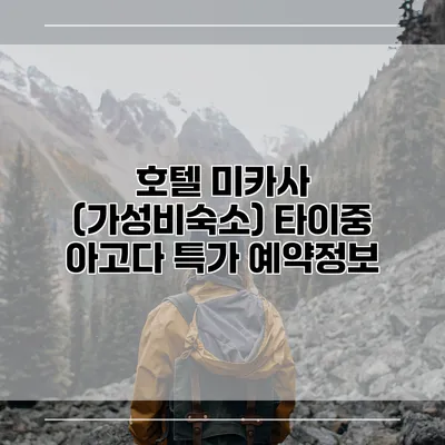 호텔 미카사 (가성비숙소) 타이중 아고다 특가 예약정보