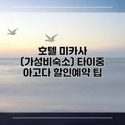호텔 미카사 (가성비숙소) 타이중 아고다 할인예약 팁
