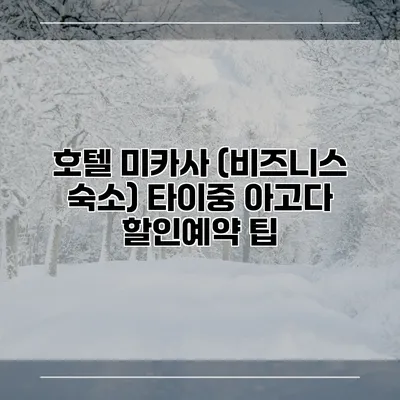호텔 미카사 (비즈니스 숙소) 타이중 아고다 할인예약 팁