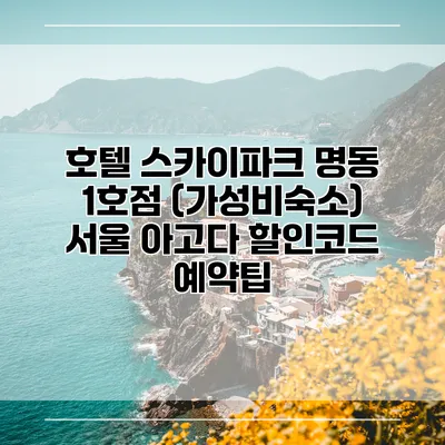 호텔 스카이파크 명동 1호점 (가성비숙소) 서울 아고다 할인코드 예약팁