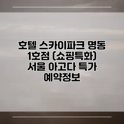 호텔 스카이파크 명동 1호점 (쇼핑특화) 서울 아고다 특가 예약정보