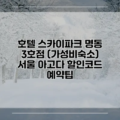 호텔 스카이파크 명동 3호점 (가성비숙소) 서울 아고다 할인코드 예약팁