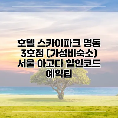 호텔 스카이파크 명동 3호점 (가성비숙소) 서울 아고다 할인코드 예약팁