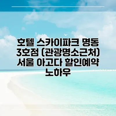 호텔 스카이파크 명동 3호점 (관광명소근처) 서울 아고다 할인예약 노하우
