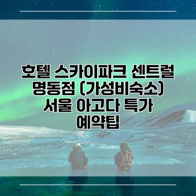 호텔 스카이파크 센트럴 명동점 (가성비숙소) 서울 아고다 특가 예약팁