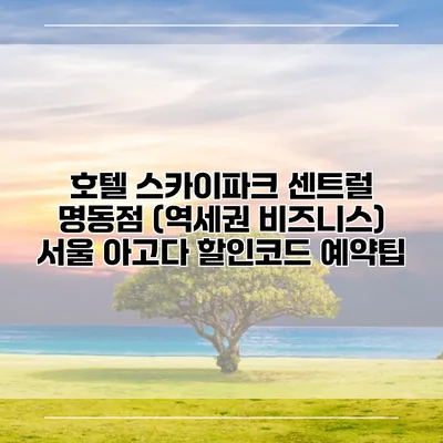 호텔 스카이파크 센트럴 명동점 (역세권 비즈니스) 서울 아고다 할인코드 예약팁