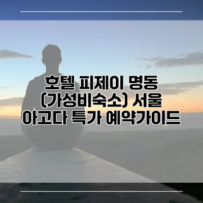호텔 피제이 명동 (가성비숙소) 서울 아고다 특가 예약가이드