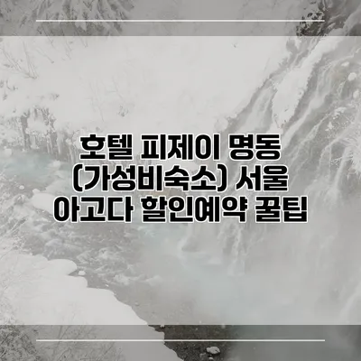 호텔 피제이 명동 (가성비숙소) 서울 아고다 할인예약 꿀팁