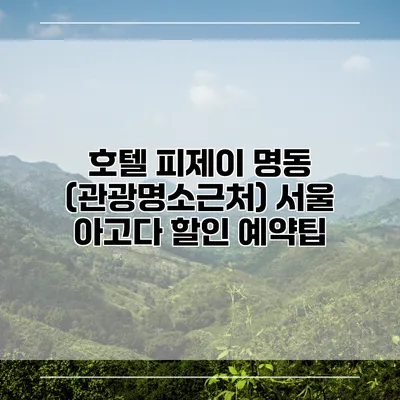 호텔 피제이 명동 (관광명소근처) 서울 아고다 할인 예약팁