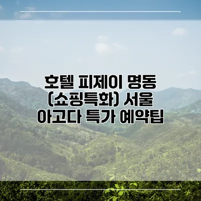 호텔 피제이 명동 (쇼핑특화) 서울 아고다 특가 예약팁